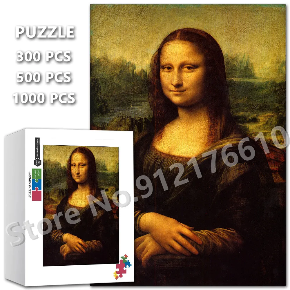 

Mona Lisa Famous World Artwork Print Jigsaw Puzzle 300/500/1000 Pieces Renaissance Art Decor Da Vinci Wooden Puzzles Toys Gifts