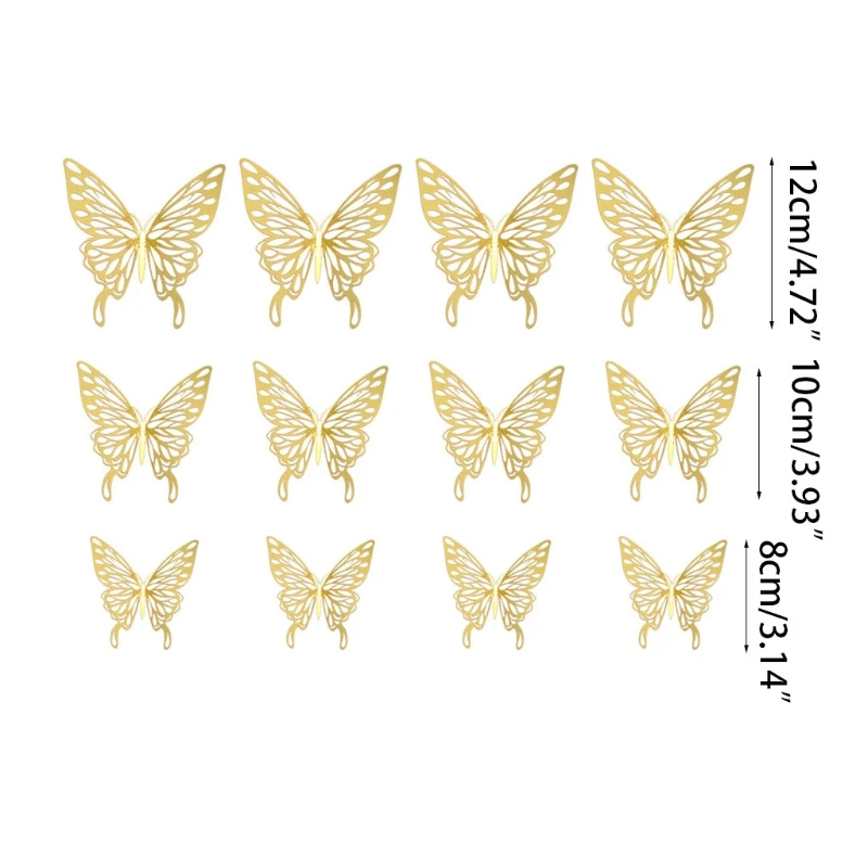 12pcs 3D Hollow Butterfly Wall Decals Removable Mural Stickers Home Decoration Kids Room Girls Bedroom |