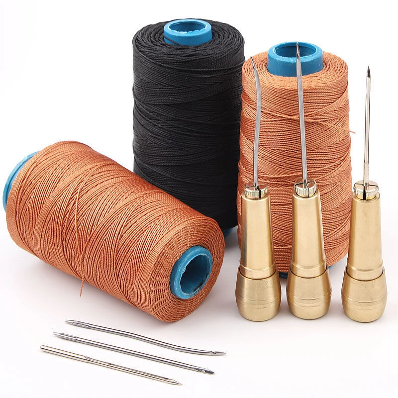 

Leather Sewing Kit DIY Leather Sewing Awl Needle With Copper Handle Set Leather Canvas Tent Shoes Repairing Tool W/Nylon Thread