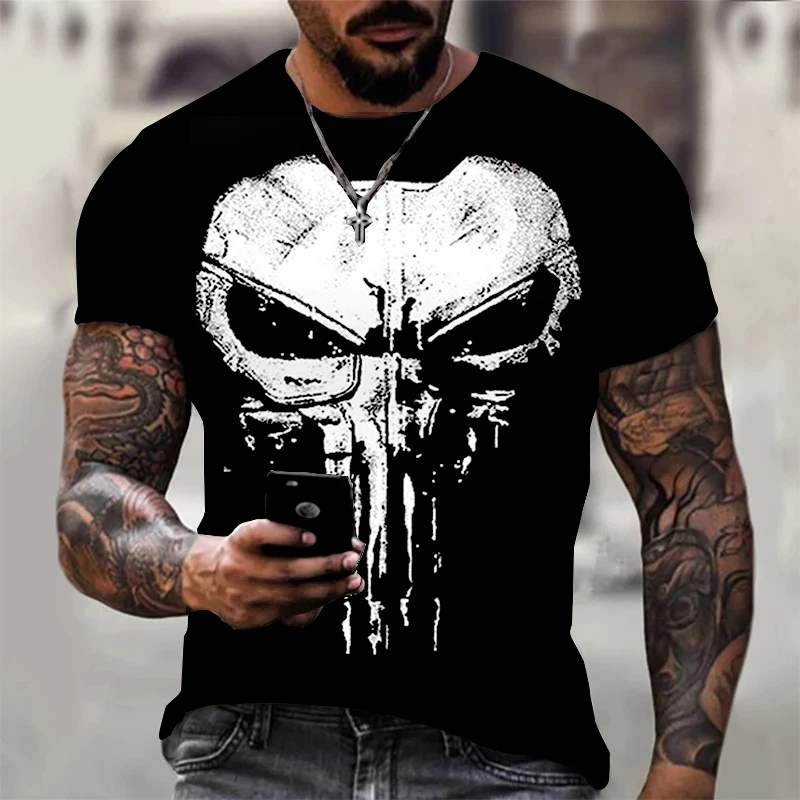 

Skull 3D Print Men T-shirt 2022 Summer New O Neck Short Sleeve Tees Tops 3D Style Male Clothes Fashion Casual Oversized T-shirts