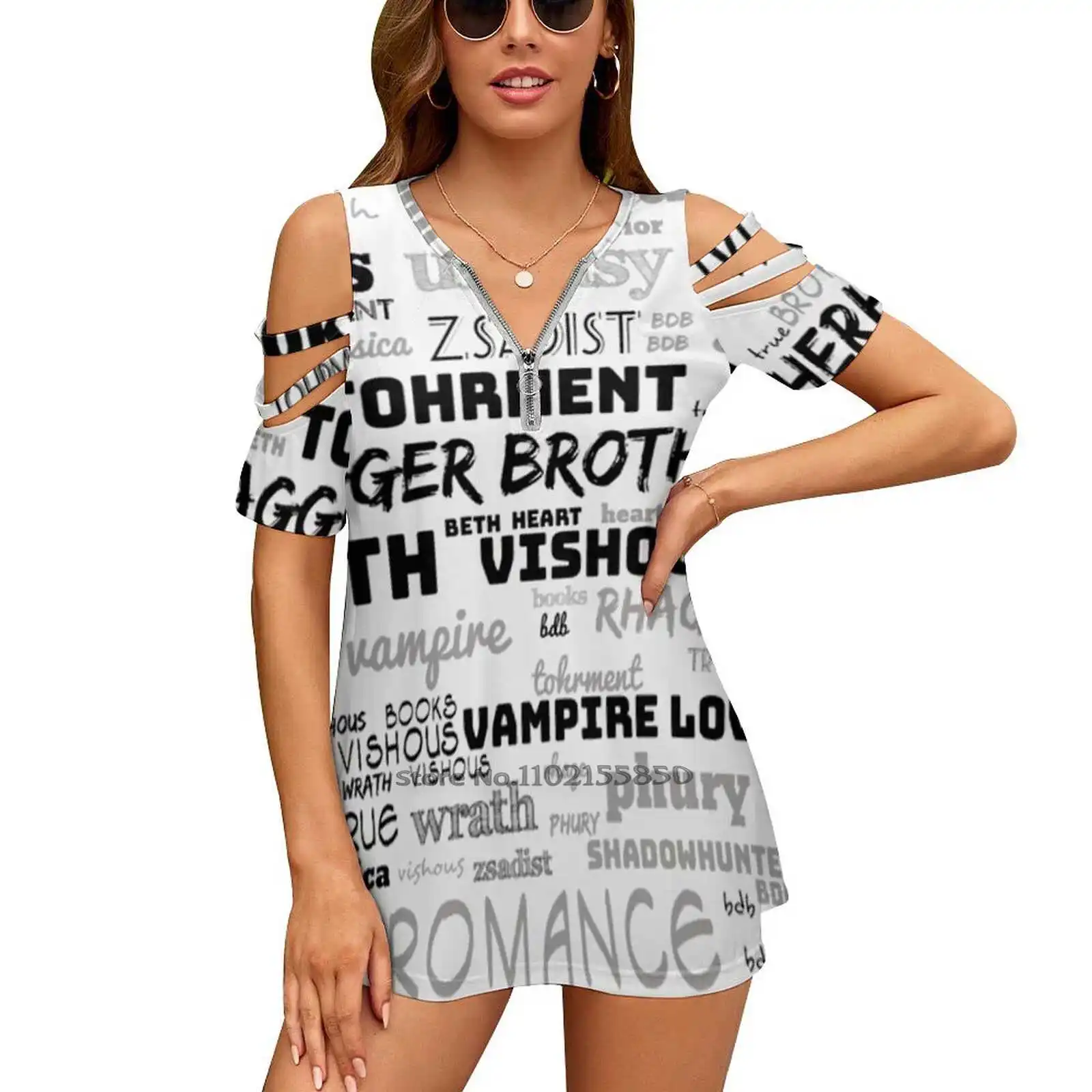 

Black Dagger Brotherhood Zipper Sexy T-Shirt Casual Tops Hollow Pullover Ladies Top T Shirts Black Dagger Brotherhood Destroyer