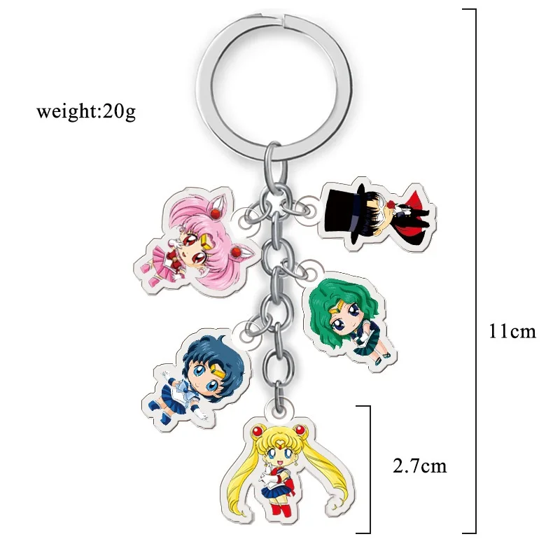 Japanese Anime Cartoon Girls Key Chains Tsukino Usagi Luna Cat Acrylic Key Holder Ladies Bag Phone Decor Keyring 5 Pendant