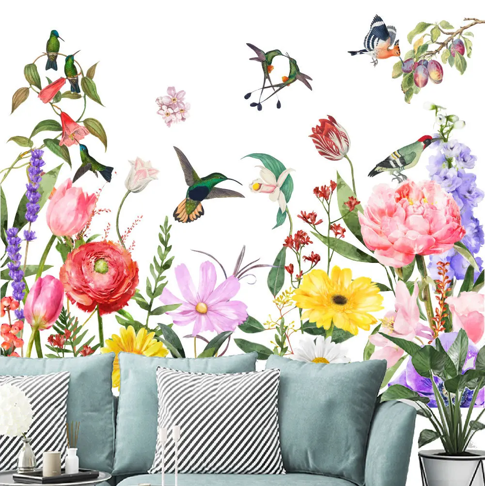 

Stickers Flower Wall Decals Child Vinyl Decorative Wall Tropical Flowers Wall Stickers Home Decor Living Room Wallpaper Bedroom