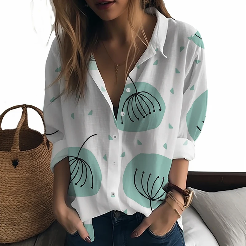 

Модные трендовые женские рубашки с 3D принтом одуванчика, женские рубашки, повседневные стильные женские рубашки, новые летние женские рубашки