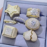 925 sterling silver vvs moissanite diamond napkin ring christmas cool mens style plating solid gold ring 18k