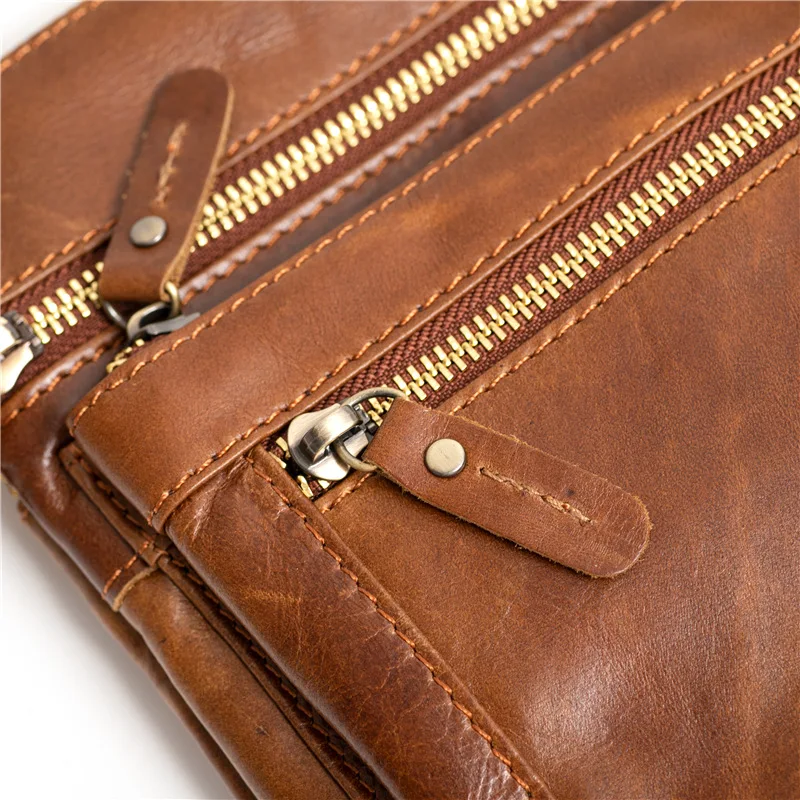 2023 New Leather Men's Shoulder Tablet Bag Vintage Oil Wax Men's Head Layer Cowhide Leather Crossbody Bag