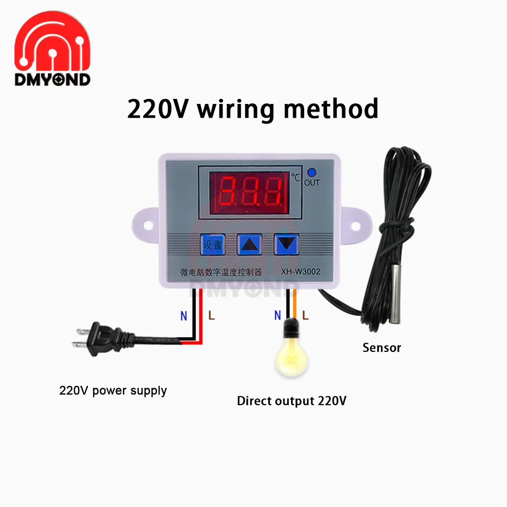 

XH-W3002 Digital Thermostat Temperature Control Switch Temperature Controller Digital Display DC12V 24V AC110V220V Direct Output
