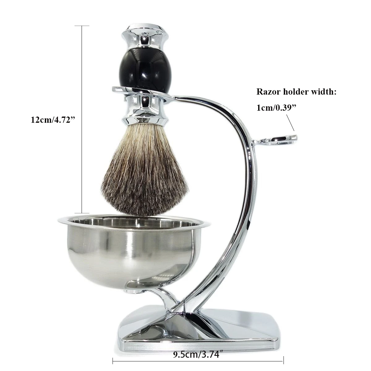 iRAZOR Men Shaving Set with Natual Honey Pure Badger Hair Brush and Soap Lather Bowl Deluxe Chrome Manual Razor Stand Holder |