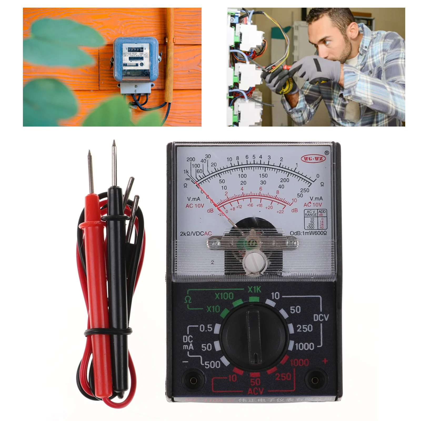 

MF-110 тестер Цифровой мультиметр Профессиональный вольтметр Электрический аналоговый портативный Амперметр AC / DC Напряжение Ток Ом мультиме...