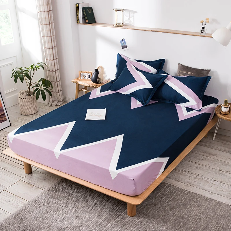 

100% polyester printing bed mattress set with four corners and elastic band sheets hot sale pillowcases need order