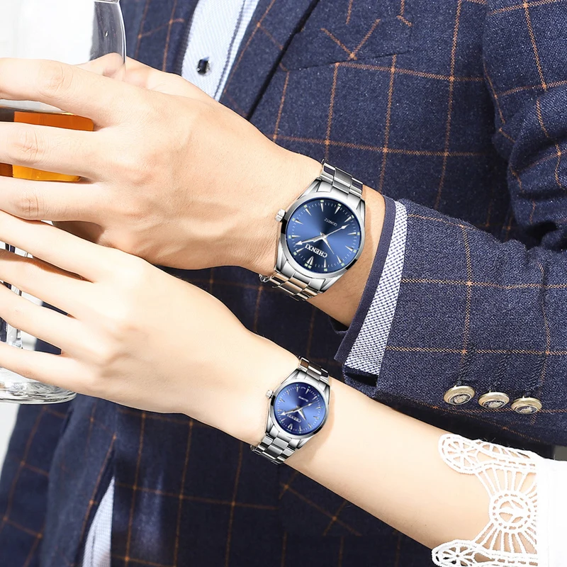 Couple Watches Pair Men And Women Stainless Steel Fashion Dress Lady Man Quartz Wristwatches Gifts Casual Quartz Watch Men Women