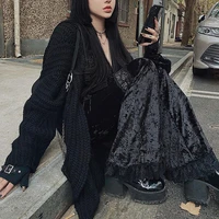mall goth high waist flared pants aesthetic sexy lace patchwork trousers women vintage elegant velvet christmas pants