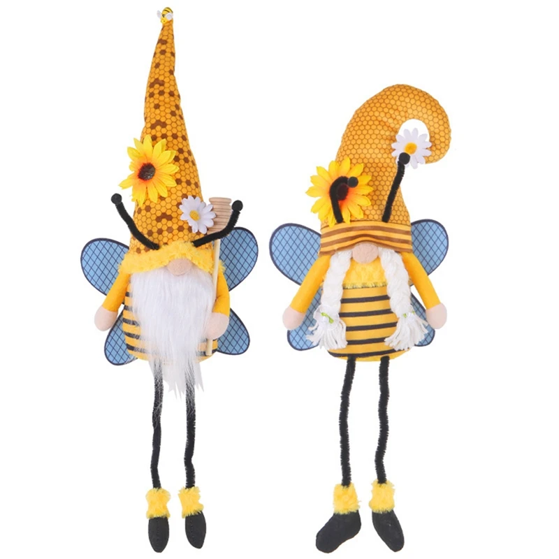 Гном Шмель с подвесными ножками весенне-летний гном в виде подсолнуха и пчелы для