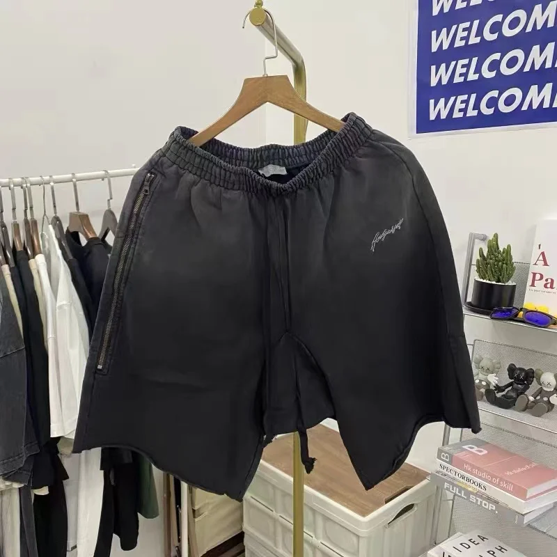 

Men Women ASKYURSELF Shorts Hiphop Street Embroidery Logo Zip Pocket ASK Shorts