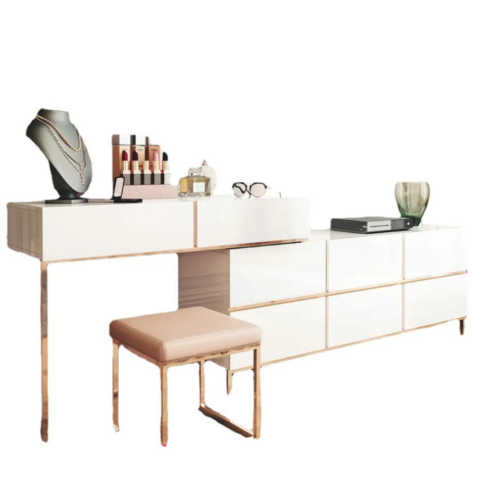 

TV Bench for Bedroom Dresser Combination Multi-Functional Small Apartment Retractable Light Luxury Makeup Table Storage Cabinet