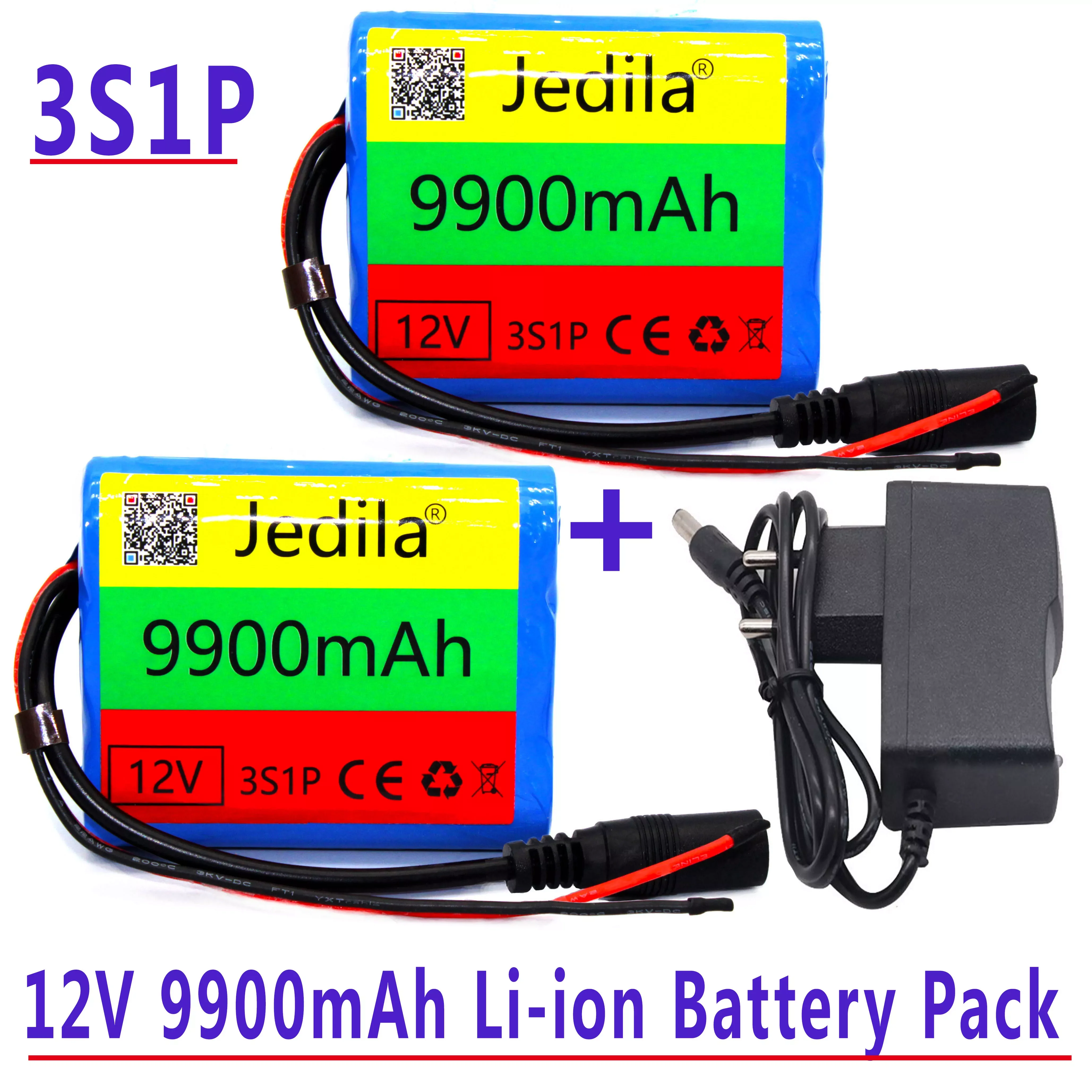 

100%.New.12V.9900 mAh.3S1P.Batterie Au Lithium.18650.Batterie Au Lithium Pack Protection Conseil Rechargeable.1A Chargeur.