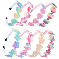 2022 fashion girl glitter hair bands candy colors hair hoop hairbands lovely bow stars headbands for kids gifts hair accessories