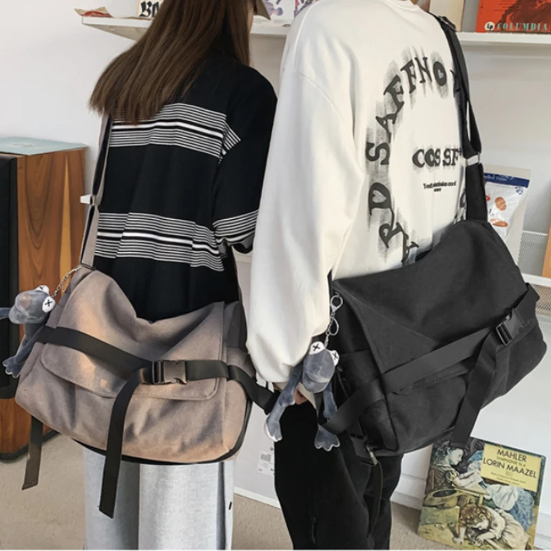 

Холщовая сумка-мессенджер для женщин, вместительные сумочки на плечо, Молодежные школьные ранцы для девочек, модные мужские сумки через плечо