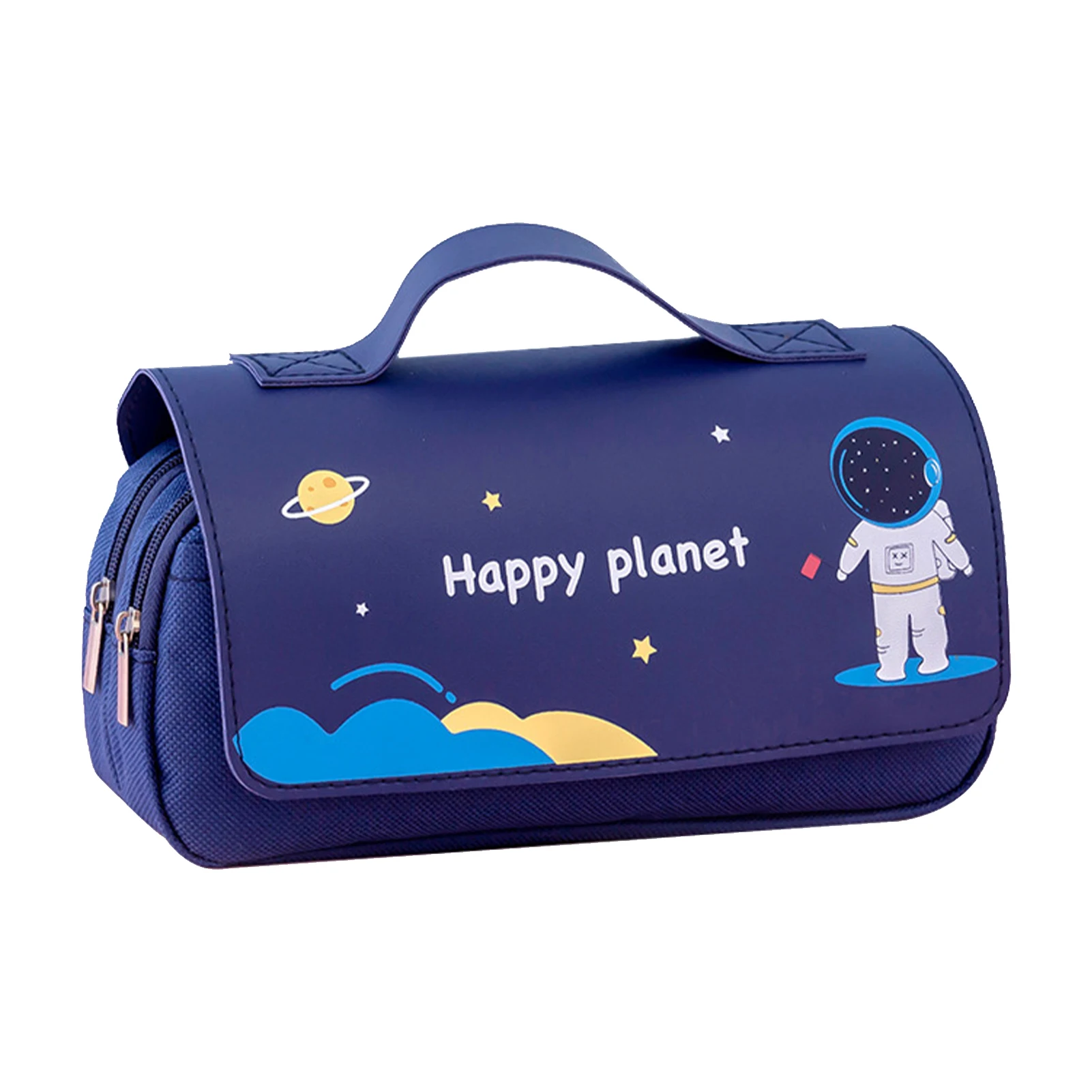 

Large Capacity Zipper Closure Astronaut Planet For Kids Stationary Storage Boy Girl Pencil Case 3 Compartment Cute Cartoon