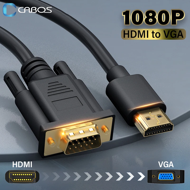 

Кабель HDMI-VGA, преобразователь цифрового сигнала в аналоговый, HD 1080P, видео HDMI-совместим с VGA для PS5 PS3, переключатель на ноутбук, ТВ-приставку