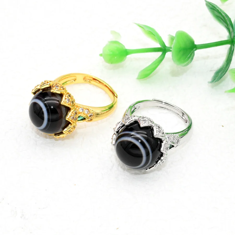 Новинка модные ювелирные изделия унисекс кольцо из натурального черного агата с