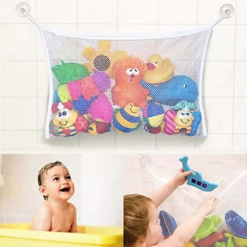 

20221PC Durable Children's Bath Play Toy Storage Bag Bathroom Finishing Storage Bag Toy Bathtub Suction Cup Storage Mesh Bag