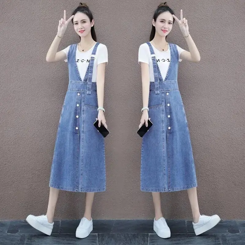 

Женское джинсовое платье с V-образным вырезом, синее повседневное ТРАПЕЦИЕВИДНОЕ ПЛАТЬЕ на бретелях-спагетти с высокой талией на лето