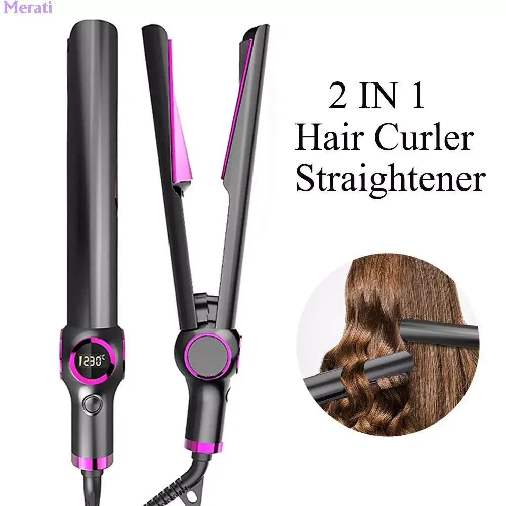 

NEW IN Hair Curling Iron 2 In 1 Flat Iron Twisted Hair Straightener&Curler Hair Waver Wand Hair Crimper Smoothing Salon Hair