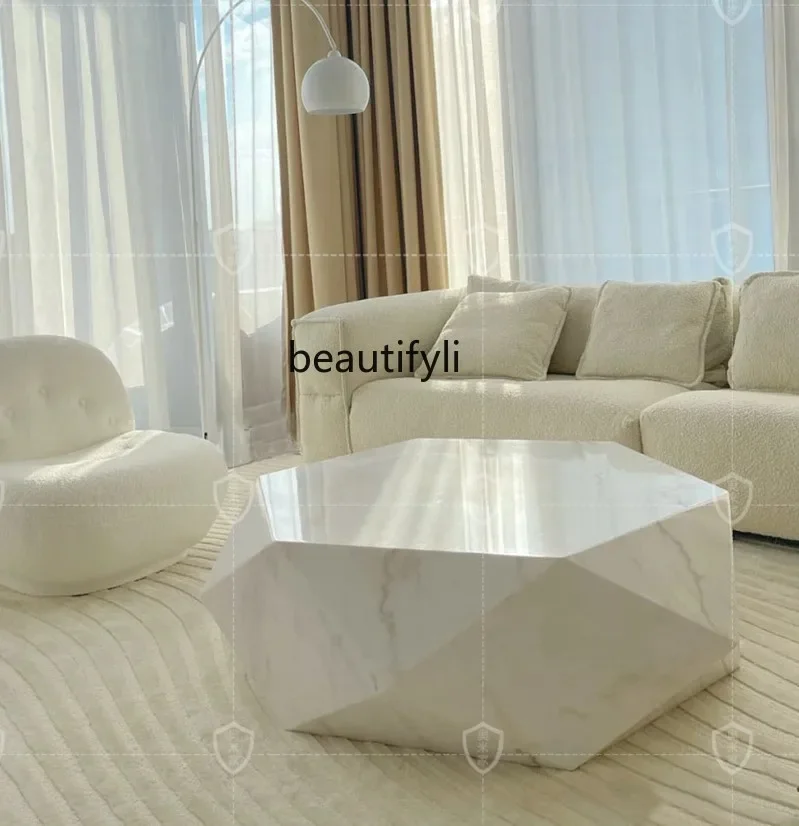 Итальянский минималистичный мраморный чайный столик круглый художественная