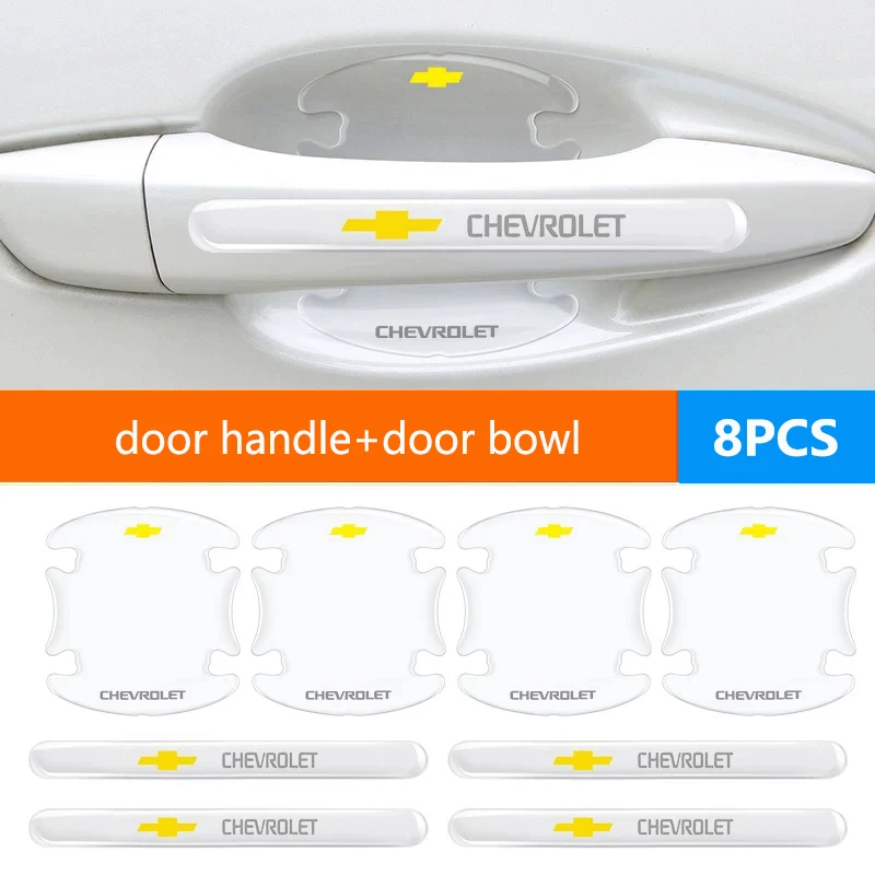 

4/8 шт., наклейка на дверь автомобиля, устойчивая к царапинам, защитная эмблема на ручку автомобиля, пленка для Chevrolet Cruze Aveo Captiva Lacetti