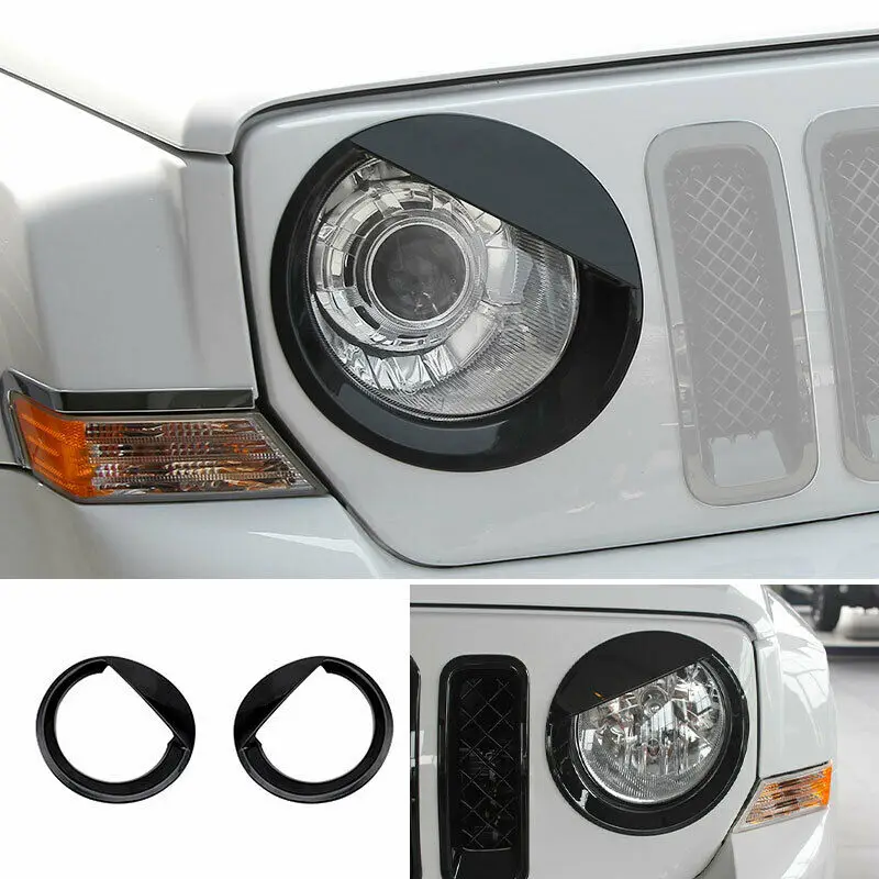 

For Jeep Patriot 2011-16 Black Front Light Headlight Lamp Angry Eyes Trim Cover