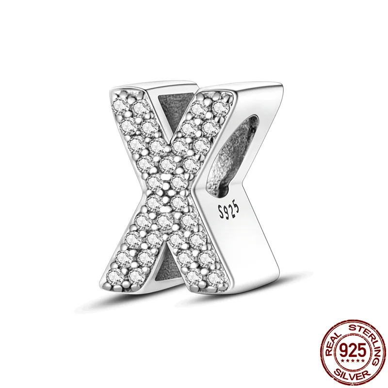 

925 оригинальные Подвески plata of ley для браслета pandora 925 Оригинальные Серебряные буквы серии X бусины подвеска своими руками
