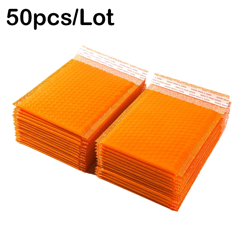 50pcs Mailer Poly Bubble Padded Mailing Envelopes for Mailer Gift Packaging Self Seal Bag Bubble Padding Orange