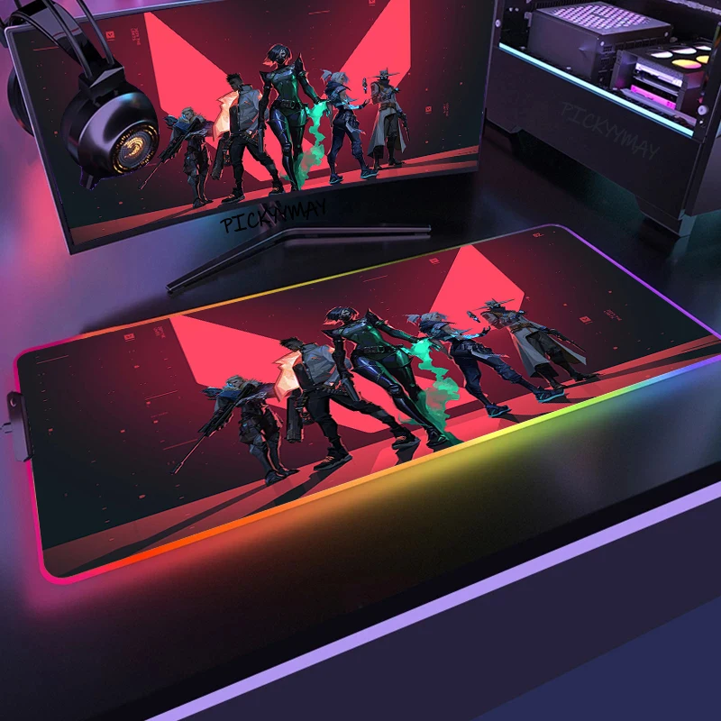 

Valorant RGB Mouse Pad Desk Mat LED Carpet Keyboard Table Pads Setup Gaming Accessories With Backlit Mat Rubber Pc Xxl Mousepad