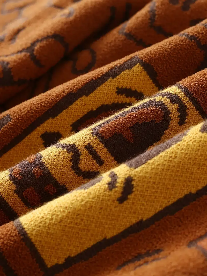 

Мужской вязаный пуловер с круглым вырезом и рисунком граффити