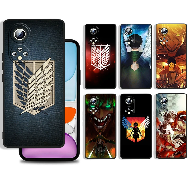 

Anime Attack On Titan Logo Cover For Huawei P50 P40 P30 P20 Lite 5G Nova Plus 9 SE Pro 5T Y9S Y9 Prime Black Phone Case