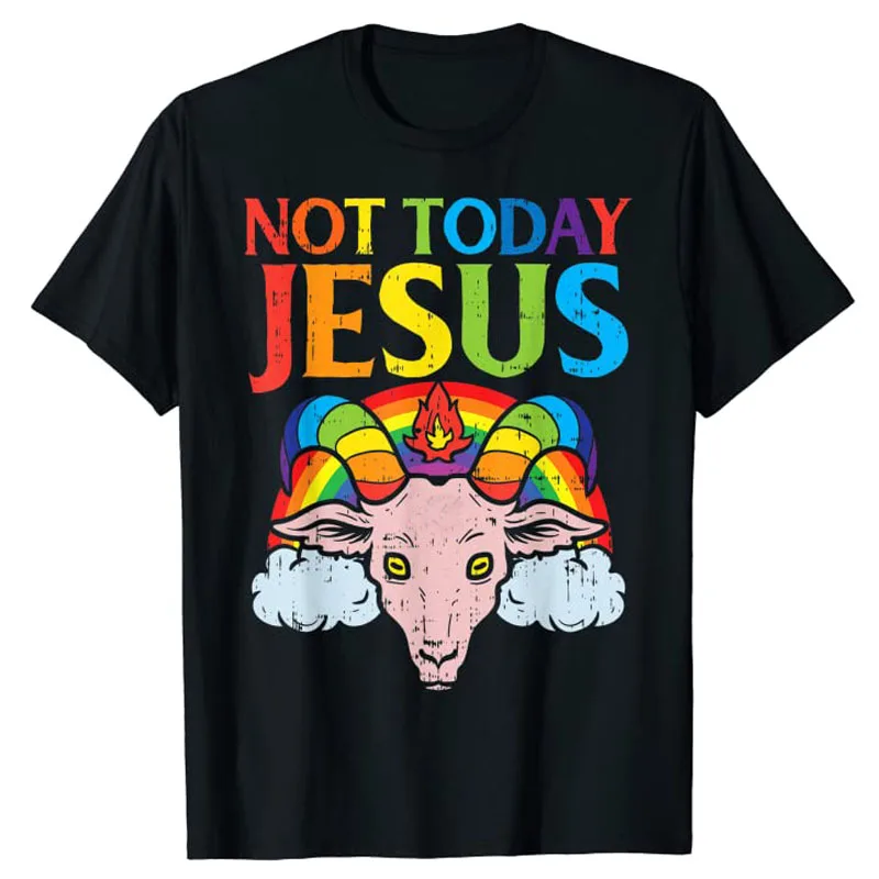 

Today Not Jesus Satan Goat Satanic Rainbow Satanism Gift T-Shirt Graphic Tee Y2k Tops Aesthetic Clothes LGBT Short Sleeve Outfit