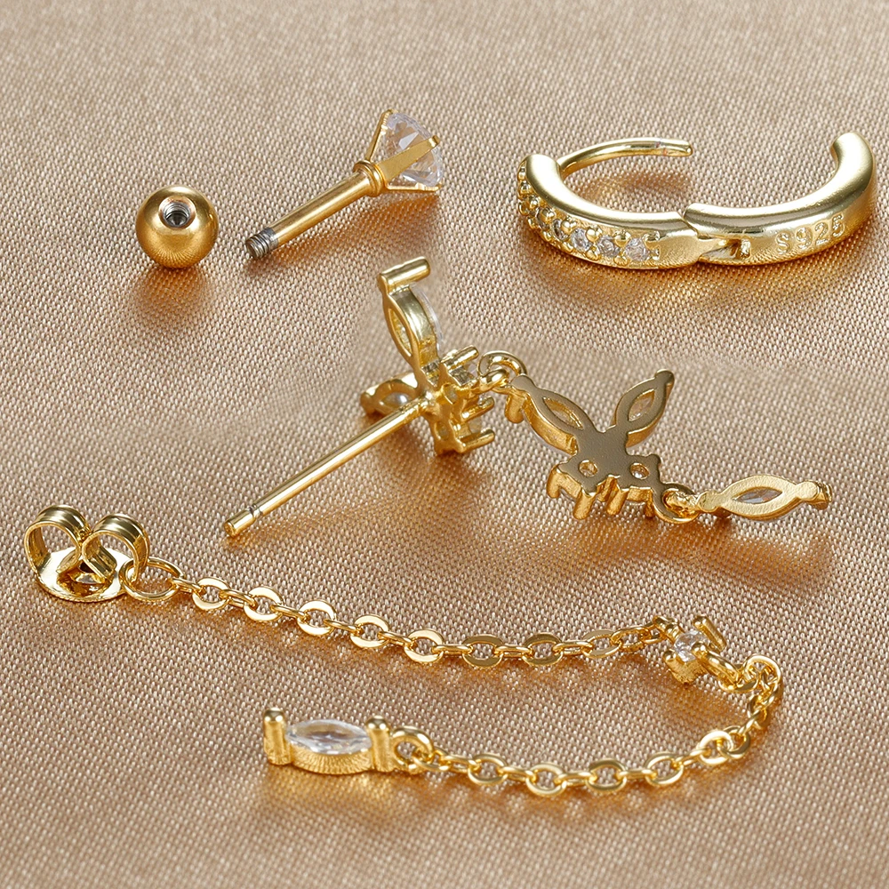 3 шт. серьги-цепочки из нержавеющей стали