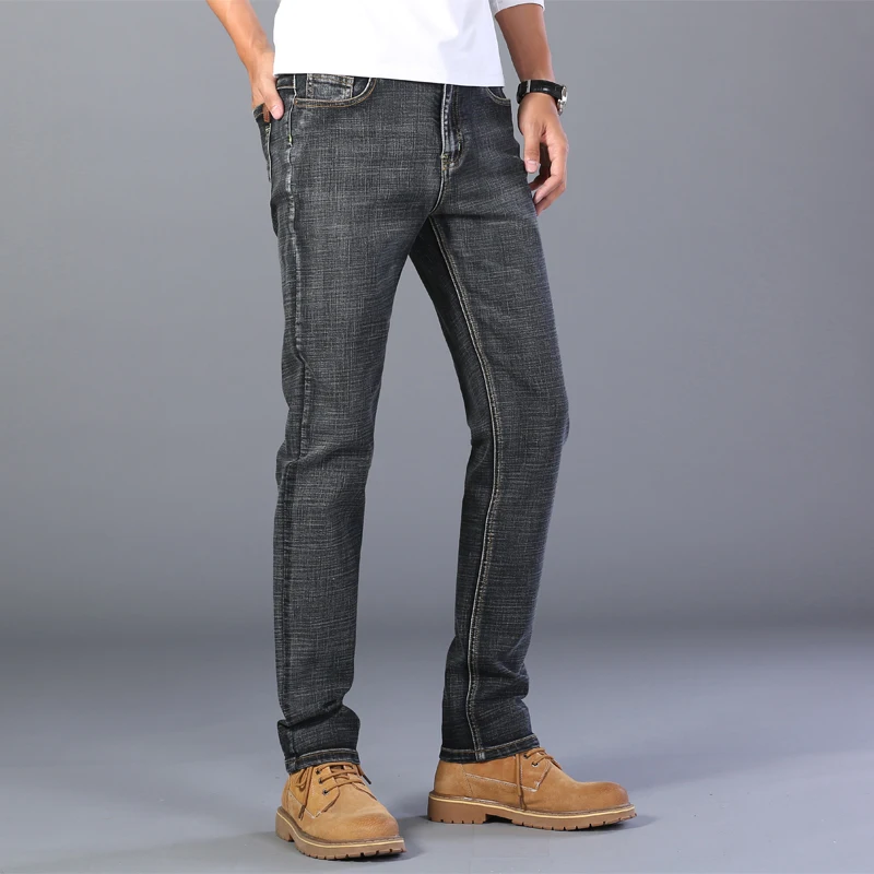 Thoshine Brand Spring Summer Men Thin Jeans Slim Fit Fashion Style Denim Straight Pants Cowboy Casual Trousers Lightweight