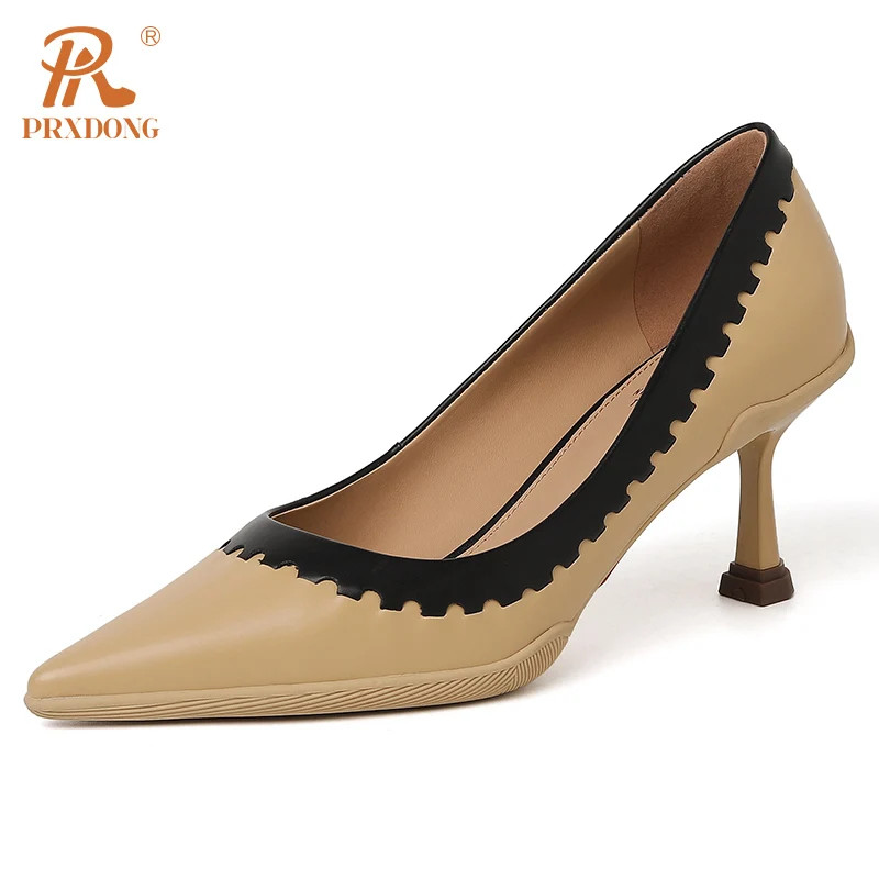 

Женские классические туфли-лодочки PRXDONG, черные классические туфли-лодочки на высоком каблуке, с острым носком, большие размеры, весна-лето ...