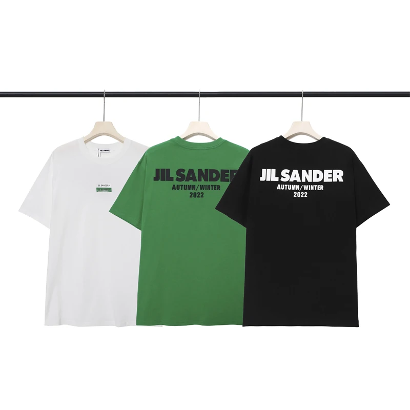 

22aw jil sander autumn/winter 2022high street brand men's woman T-shirt black letter top short sleeve oversized loose cotton Tee