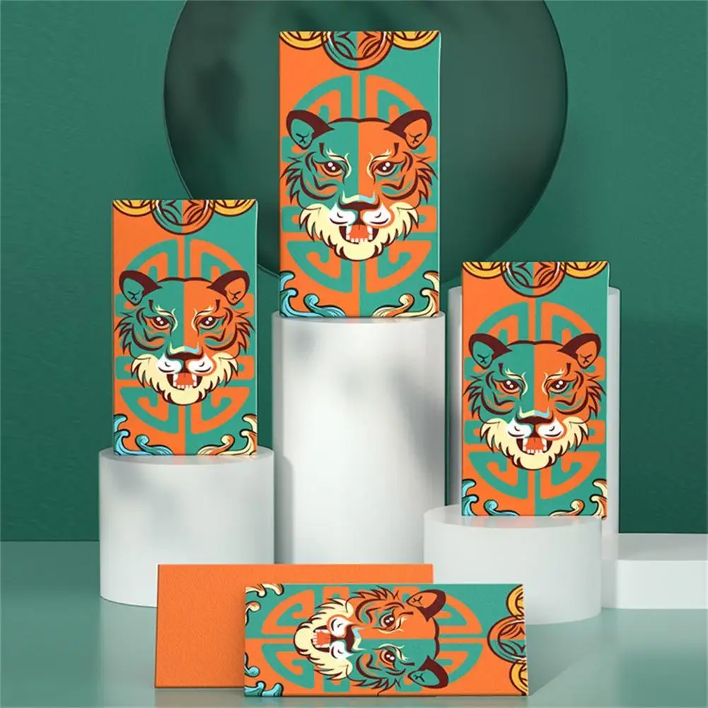 

6Pcs/Set Lucky Envelop Meaningful Nice-looking Delicate Pattern Paper Traditional Spring Festival 2022 Wealth Lucky Envelop for