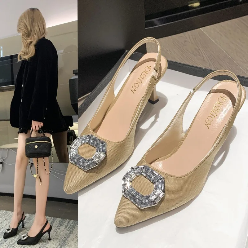 

Women's Sandals 2023 High Heels Casual Summer Fashion Transparent Rhinestone Pointed PVC Large Sexy Pumps Luxury Shoes For Women