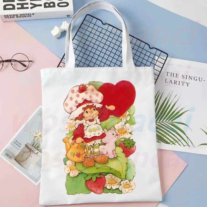 

Strawberry Shortcake Shopping Bag Shopper Eco Canvas Cotton Shopper Bolsas De Tela Bag Shoping Reusable Sacolas