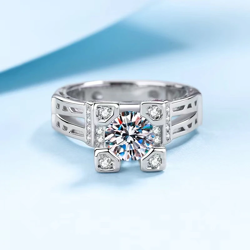 

Paris Tower S925 Silver Ring Women's Platinum Plated Pt950 Mossanite Diamond Ring Couple Fashion Wedding Birthday Christmas Gift