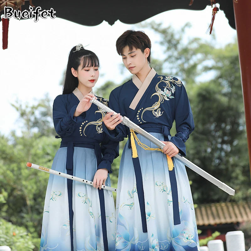 Chinese Style Ancient Hanfu Folk Dress Tang Suit Ancient Costume Traditional Couple Hanfu Outfit Oriental Ming Dynasty Cosplay