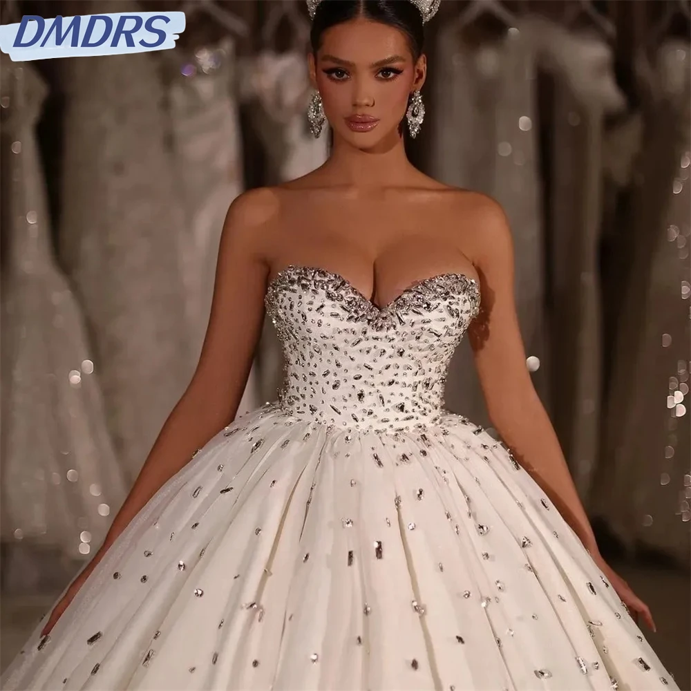 Женское свадебное платье до пола элегантное бальное с бисером без рукавов