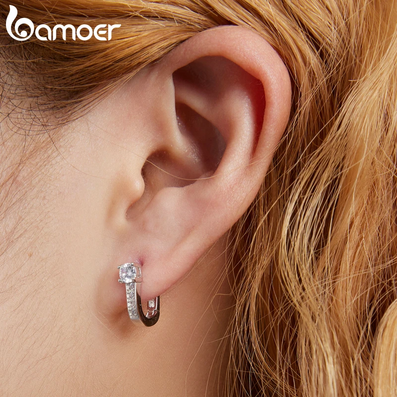

Bamoer 925 Sterling Silver Shining Zirconium Star Ear Buckles for Women Delicate Earrings Fine Jewelry Anniversary Gift