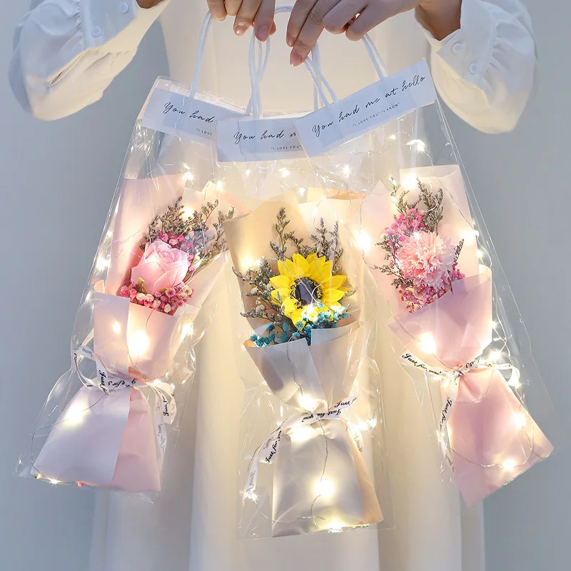 

Mothers Day Dried Flower LED String Lights Bouquet Valentine'S Day Birthday Gift Graduation Flower Gift Home Decoration