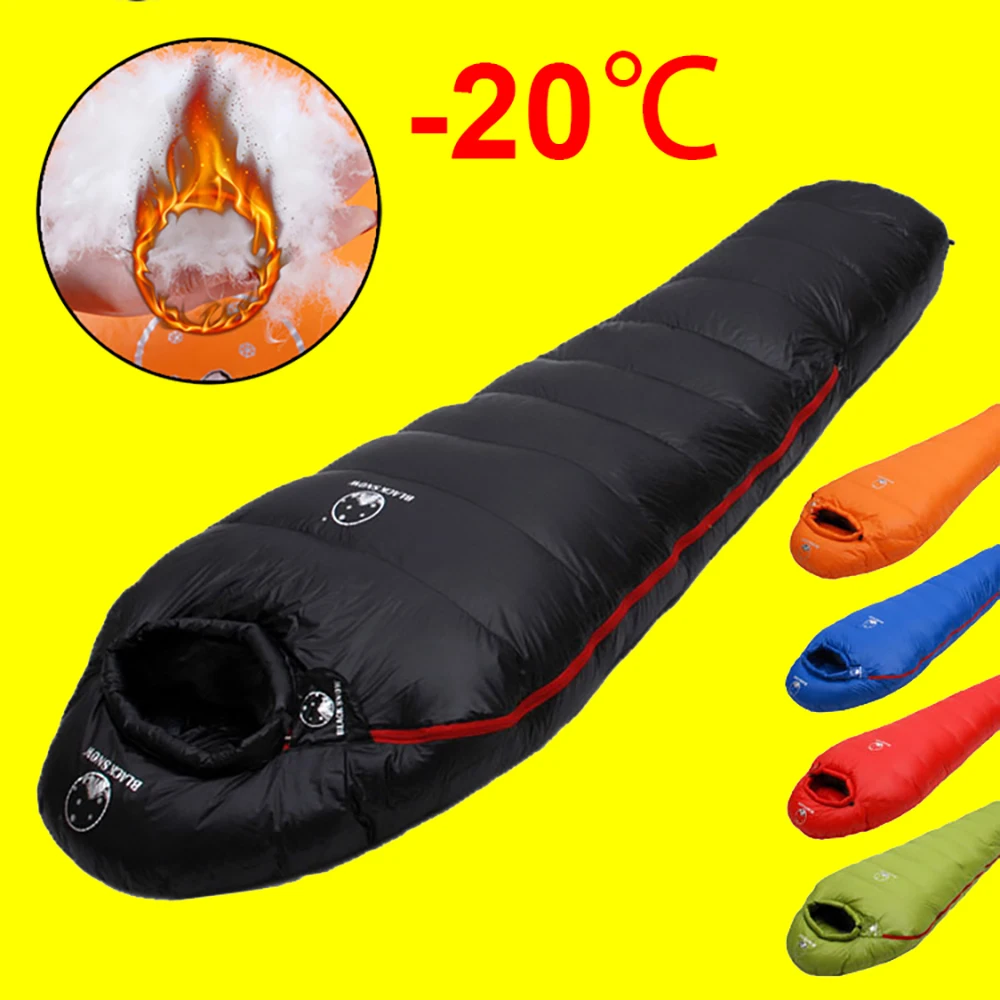 New Very Warm White Goose Down Filled Adult Mummy Style Sleeping Bag Fit for Winter Thermal 4 Kinds of Thickness Camping Travel